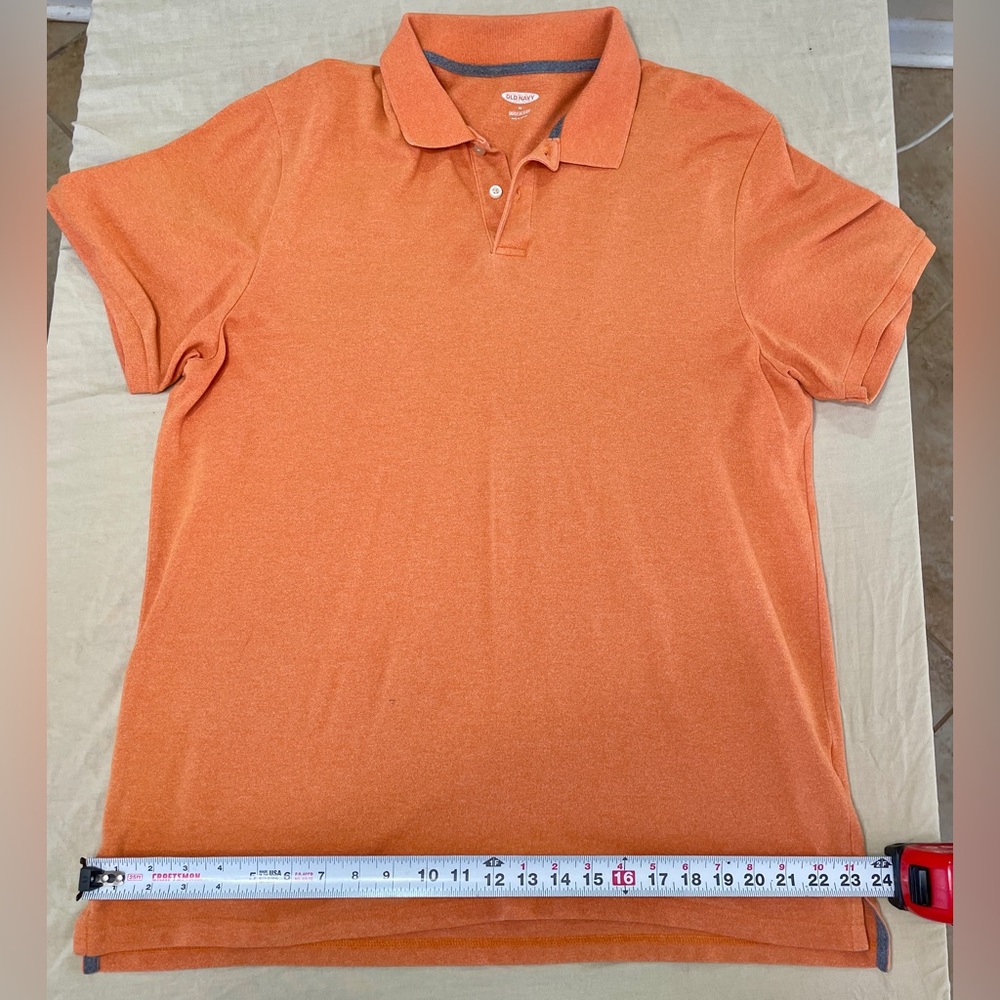 Old Navy Orange Men's Short Sleeve Polo Shirt, Built-In Flex, Collared